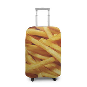 Чехол для чемодана 3D с принтом Картошка фри , 86% полиэфир, 14% спандекс | двустороннее нанесение принта, прорези для ручек и колес | вкусная | еда | жареный | желтый | закуска | картофель | картофеля | картоха | картошка | картошки | палки | палочки | полоски | фас фуд | фаст фуд | фастфуд | фасфуд | фвсфут | фри