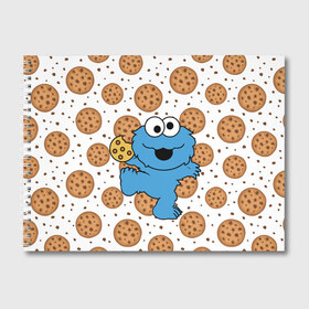 Альбом для рисования с принтом Cookie monster , 100% бумага
 | матовая бумага, плотность 200 мг. | cookie | cookiemonster | delicious | eat | monster | yummy | еда | куки | кукимонстр | монстр | печенье | сладости | улица | улицасезам