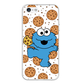 Чехол для iPhone 5/5S матовый с принтом Cookie monster , Силикон | Область печати: задняя сторона чехла, без боковых панелей | cookie | cookiemonster | delicious | eat | monster | yummy | еда | куки | кукимонстр | монстр | печенье | сладости | улица | улицасезам