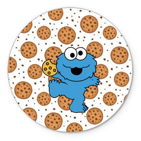 Коврик для мышки круглый с принтом Cookie monster , резина и полиэстер | круглая форма, изображение наносится на всю лицевую часть | cookie | cookiemonster | delicious | eat | monster | yummy | еда | куки | кукимонстр | монстр | печенье | сладости | улица | улицасезам
