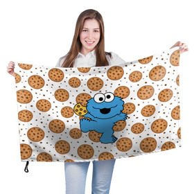 Флаг 3D с принтом Cookie monster , 100% полиэстер | плотность ткани — 95 г/м2, размер — 67 х 109 см. Принт наносится с одной стороны | cookie | cookiemonster | delicious | eat | monster | yummy | еда | куки | кукимонстр | монстр | печенье | сладости | улица | улицасезам
