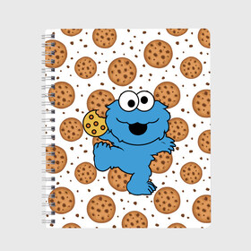 Тетрадь с принтом Cookie monster , 100% бумага | 48 листов, плотность листов — 60 г/м2, плотность картонной обложки — 250 г/м2. Листы скреплены сбоку удобной пружинной спиралью. Уголки страниц и обложки скругленные. Цвет линий — светло-серый
 | cookie | cookiemonster | delicious | eat | monster | yummy | еда | куки | кукимонстр | монстр | печенье | сладости | улица | улицасезам
