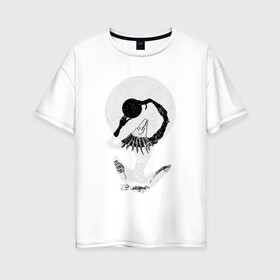 Женская футболка хлопок Oversize с принтом Шаман , 100% хлопок | свободный крой, круглый ворот, спущенный рукав, длина до линии бедер
 | готика | заклятие | луна | магия | мистика | миф | мрачное | ночь | ритуал | символ | скелет | шаман