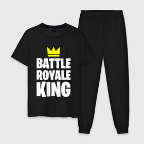 Мужская пижама хлопок с принтом Battle Royale King , 100% хлопок | брюки и футболка прямого кроя, без карманов, на брюках мягкая резинка на поясе и по низу штанин
 | 