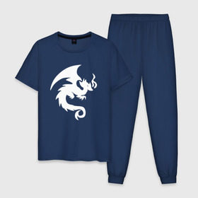 Мужская пижама хлопок с принтом Dragon Fortnite , 100% хлопок | брюки и футболка прямого кроя, без карманов, на брюках мягкая резинка на поясе и по низу штанин
 | Тематика изображения на принте: 