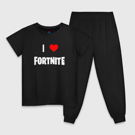 Детская пижама хлопок с принтом I love Fortnite , 100% хлопок |  брюки и футболка прямого кроя, без карманов, на брюках мягкая резинка на поясе и по низу штанин
 | 