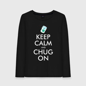 Женский лонгслив хлопок с принтом Chug on , 100% хлопок |  | Тематика изображения на принте: fortnite | фортнайт