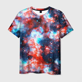 Мужская футболка 3D с принтом Звёздная туманность , 100% полиэфир | прямой крой, круглый вырез горловины, длина до линии бедер | Тематика изображения на принте: abstractio | cosmos | nebula | space | star | universe | абстракция | вселенная | звезды | космос | мир | планеты