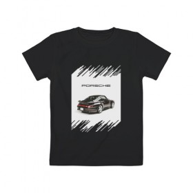 Детская футболка хлопок с принтом Porsche retro , 100% хлопок | круглый вырез горловины, полуприлегающий силуэт, длина до линии бедер | auto | porsche | retro | авто | автомобиль | порш | порше | ретро