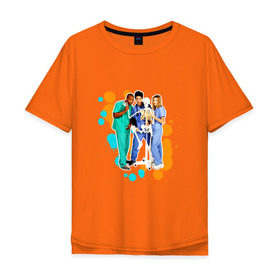 Мужская футболка хлопок Oversize с принтом Сериал клиника , 100% хлопок | свободный крой, круглый ворот, “спинка” длиннее передней части | scrubs | джон макгинли | зак брафф | клиника | сара чок