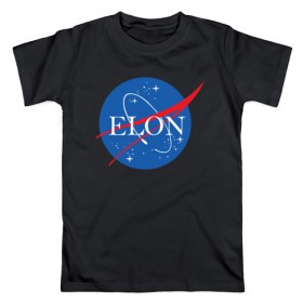 Мужская футболка хлопок с принтом Elon , 100% хлопок | прямой крой, круглый вырез горловины, длина до линии бедер, слегка спущенное плечо. | Тематика изображения на принте: elon musk | spacex | илон маск | космос | марс | спейс икс