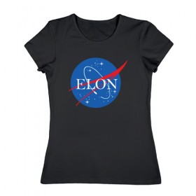 Женская футболка хлопок с принтом Elon , 100% хлопок | прямой крой, круглый вырез горловины, длина до линии бедер, слегка спущенное плечо | elon musk | spacex | илон маск | космос | марс | спейс икс