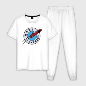 Мужская пижама хлопок с принтом Mars Express , 100% хлопок | брюки и футболка прямого кроя, без карманов, на брюках мягкая резинка на поясе и по низу штанин
 | elon musk | spacex | илон маск | космос | марс | спейс икс
