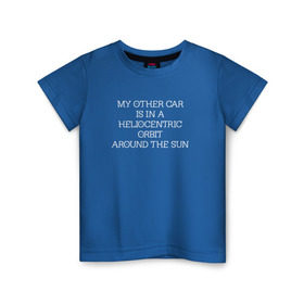 Детская футболка хлопок с принтом Тесла в Космосе , 100% хлопок | круглый вырез горловины, полуприлегающий силуэт, длина до линии бедер | elon musk | spacex | илон маск | космос | марс | спейс икс