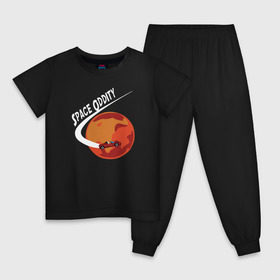 Детская пижама хлопок с принтом Space Oddity , 100% хлопок |  брюки и футболка прямого кроя, без карманов, на брюках мягкая резинка на поясе и по низу штанин
 | elon musk | spacex | илон маск | космос | марс | спейс икс