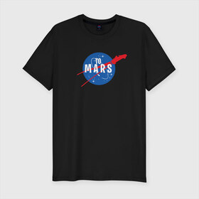 Мужская футболка премиум с принтом To Mars , 92% хлопок, 8% лайкра | приталенный силуэт, круглый вырез ворота, длина до линии бедра, короткий рукав | Тематика изображения на принте: elon musk | spacex | илон маск | космос | марс | спейс икс