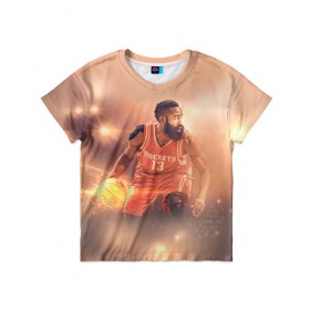 Детская футболка 3D с принтом NBA Stars , 100% гипоаллергенный полиэфир | прямой крой, круглый вырез горловины, длина до линии бедер, чуть спущенное плечо, ткань немного тянется | Тематика изображения на принте: hurden | nba | rockets | баскетбол | нба | харден | хьюстон рокетс