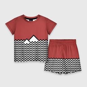 Детский костюм с шортами 3D с принтом Твин Пикс ,  |  | twin peaks | абстракция | волны | горы | паттерн | скалы | твин пикс | треугольные горы