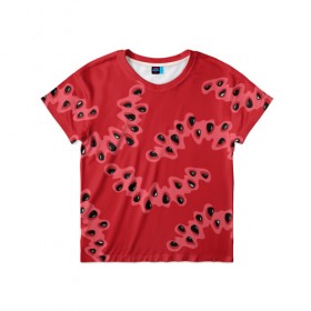 Детская футболка 3D с принтом Watermelon pattern , 100% гипоаллергенный полиэфир | прямой крой, круглый вырез горловины, длина до линии бедер, чуть спущенное плечо, ткань немного тянется | Тематика изображения на принте: pattern | watermelon | арбуз | еда | лето | фрукты | ягоды