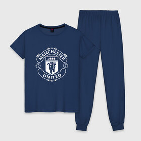 Женская пижама хлопок с принтом Manchester United , 100% хлопок | брюки и футболка прямого кроя, без карманов, на брюках мягкая резинка на поясе и по низу штанин | club | football | logo | manchester | rooney | united | английская | дьяволы | красные | лига | лого | логотип | манчестер | премьер | эмблема | юнайтед