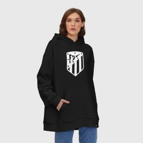 Худи SuperOversize хлопок с принтом Atletico Madrid , 70% хлопок, 30% полиэстер, мягкий начес внутри | карман-кенгуру, эластичная резинка на манжетах и по нижней кромке, двухслойный капюшон
 | атлетико мадрид | эмблема