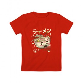 Детская футболка хлопок с принтом Китайская лапша , 100% хлопок | круглый вырез горловины, полуприлегающий силуэт, длина до линии бедер | вок | воки | китай | лапша | япония