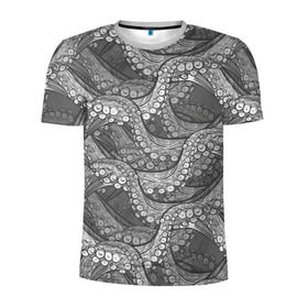 Мужская футболка 3D спортивная с принтом Octopus dark , 100% полиэстер с улучшенными характеристиками | приталенный силуэт, круглая горловина, широкие плечи, сужается к линии бедра | октопус | осьминог | щупальца