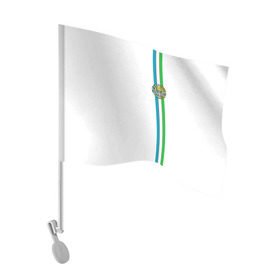 Флаг для автомобиля с принтом Узбекистан, лента с гербом , 100% полиэстер | Размер: 30*21 см | uz | uzb | герб | государство | знак | надпись | патриот | полосы | республика | самарканд | символ | снг | страна | ташкент | узбек | узбекистан | узбекистанец | узбекистанка | флаг | флага | цвета