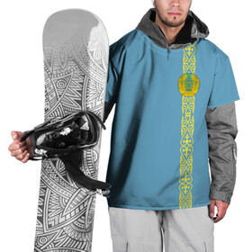 Накидка на куртку 3D с принтом Казахстан, лента с гербом , 100% полиэстер |  | Тематика изображения на принте: kaz | kazakhstan | kz | герб | казахстан | орнамент | флаг