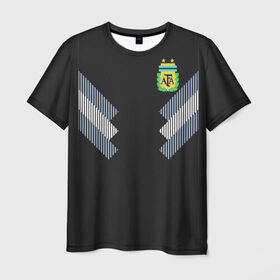 Мужская футболка 3D с принтом Аргентина ЧМ 2018 гостевая , 100% полиэфир | прямой крой, круглый вырез горловины, длина до линии бедер | cup | fifa | world | мира | мундиаль | россия | чемпионат