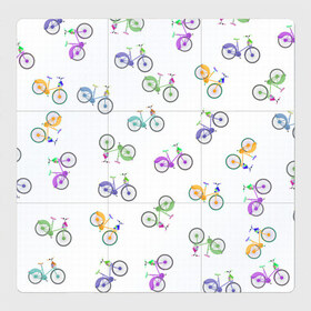 Магнитный плакат 3Х3 с принтом Радужные велосипеды , Полимерный материал с магнитным слоем | 9 деталей размером 9*9 см | 