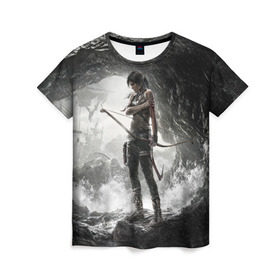 Женская футболка 3D с принтом Tomb Raider , 100% полиэфир ( синтетическое хлопкоподобное полотно) | прямой крой, круглый вырез горловины, длина до линии бедер | croft | lara | raider | tomb | гробниц | игра | крофт | лара | расхитительница