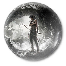 Значок с принтом Tomb Raider ,  металл | круглая форма, металлическая застежка в виде булавки | Тематика изображения на принте: croft | lara | raider | tomb | гробниц | игра | крофт | лара | расхитительница