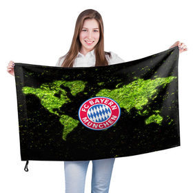 Флаг 3D с принтом Bayern Munchen WORLD , 100% полиэстер | плотность ткани — 95 г/м2, размер — 67 х 109 см. Принт наносится с одной стороны | 