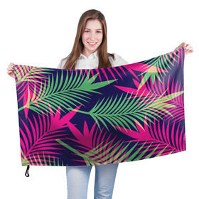 Флаг 3D с принтом Листья Пальмы , 100% полиэстер | плотность ткани — 95 г/м2, размер — 67 х 109 см. Принт наносится с одной стороны | Тематика изображения на принте: весна | джунгли | для весны | для лета | лес | лето | листья | текстура | тропики | тропический | цветы