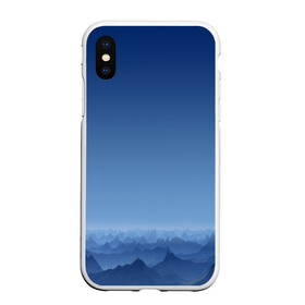 Чехол для iPhone XS Max матовый с принтом Blue Mountains , Силикон | Область печати: задняя сторона чехла, без боковых панелей | Тематика изображения на принте: вид | горы | ночь | пейзаж | природа | синий | скалы | сумерки | туман | утро