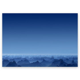Поздравительная открытка с принтом Blue Mountains , 100% бумага | плотность бумаги 280 г/м2, матовая, на обратной стороне линовка и место для марки
 | Тематика изображения на принте: вид | горы | ночь | пейзаж | природа | синий | скалы | сумерки | туман | утро