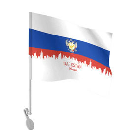 Флаг для автомобиля с принтом DAGESTAN (Волгоград) , 100% полиэстер | Размер: 30*21 см | 05 | ru | rus | герб | даг | дагестан | дагестанец | знак | надпись | патриот | полосы | республика | российская | российский | россия | русская | русский | рф | символ | страна | флаг | флага | цвета