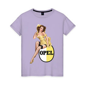 Женская футболка хлопок с принтом Pin-Up Girls , 100% хлопок | прямой крой, круглый вырез горловины, длина до линии бедер, слегка спущенное плечо | opel | pin up girls | опель