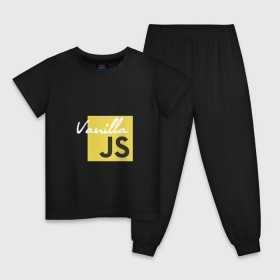 Детская пижама хлопок с принтом Vanilla JS , 100% хлопок |  брюки и футболка прямого кроя, без карманов, на брюках мягкая резинка на поясе и по низу штанин
 | Тематика изображения на принте: code | javascript | js | programming | vanilla | код | кодер | программирование | программист | разработчик | скрипт