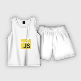 Детская пижама с шортами хлопок с принтом Vanilla JS ,  |  | code | javascript | js | programming | vanilla | код | кодер | программирование | программист | разработчик | скрипт