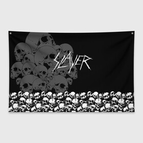 Флаг-баннер с принтом Slayer Black , 100% полиэстер | размер 67 х 109 см, плотность ткани — 95 г/м2; по краям флага есть четыре люверса для крепления | hard | heavy | metal | rock | skull | trash | метал | рок | слеер | слейер | слэер | слэйер | треш | трэш | череп | черепа