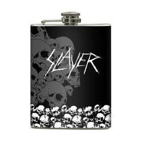 Фляга с принтом Slayer Black , металлический корпус | емкость 0,22 л, размер 125 х 94 мм. Виниловая наклейка запечатывается полностью | hard | heavy | metal | rock | skull | trash | метал | рок | слеер | слейер | слэер | слэйер | треш | трэш | череп | черепа