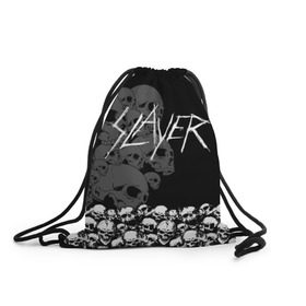 Рюкзак-мешок 3D с принтом Slayer Black , 100% полиэстер | плотность ткани — 200 г/м2, размер — 35 х 45 см; лямки — толстые шнурки, застежка на шнуровке, без карманов и подкладки | hard | heavy | metal | rock | skull | trash | метал | рок | слеер | слейер | слэер | слэйер | треш | трэш | череп | черепа