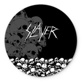 Коврик круглый с принтом Slayer Black , резина и полиэстер | круглая форма, изображение наносится на всю лицевую часть | hard | heavy | metal | rock | skull | trash | метал | рок | слеер | слейер | слэер | слэйер | треш | трэш | череп | черепа