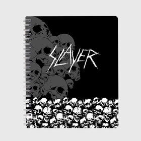 Тетрадь с принтом Slayer Black , 100% бумага | 48 листов, плотность листов — 60 г/м2, плотность картонной обложки — 250 г/м2. Листы скреплены сбоку удобной пружинной спиралью. Уголки страниц и обложки скругленные. Цвет линий — светло-серый
 | hard | heavy | metal | rock | skull | trash | метал | рок | слеер | слейер | слэер | слэйер | треш | трэш | череп | черепа