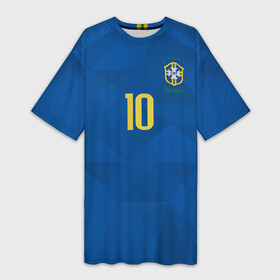 Платье-футболка 3D с принтом Неймар 2018 ЧМ гостевая ,  |  | brazil | cup champions | league | neymar | world | бразилия | неймар