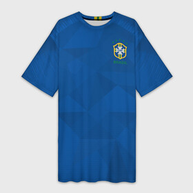 Платье-футболка 3D с принтом Бразилия 2018 гостевая ,  |  | brazil | cup | world |   | бразилия
