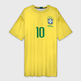 Платье-футболка 3D с принтом Неймар 2018 ЧМ домашняя ,  |  | brazil | cup champions | league | neymar | world | бразилия | неймар