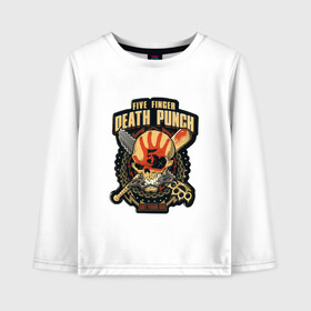 Детский лонгслив хлопок с принтом Five Finger Death Punch , 100% хлопок | круглый вырез горловины, полуприлегающий силуэт, длина до линии бедер | Тематика изображения на принте: 5fdp | ffdp | five finger death punch